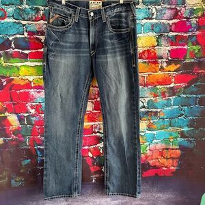 ARIAT Men's M5 Straight Fit Straight Leg Stretch Cowboy Blue Jeans Size 36 x 34